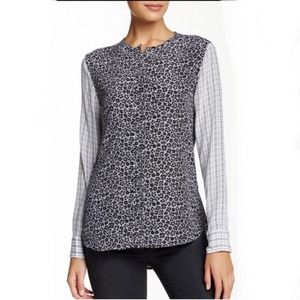 Equipment Lynn 100% Silk Clean Contrast Black White Button Up Top Small